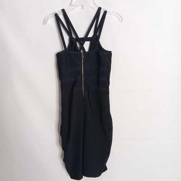 y2k BeBe Bandage dress Black SMALL Mini Strappy Exposed Zip Party Dress - Picture 3 of 11